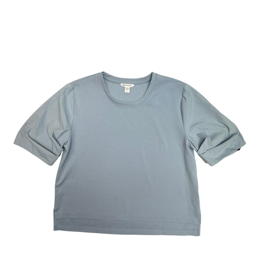 Athleta Shirt Womens Large Blue Harlow Hybrid Tee Lightweight Knit Cotton